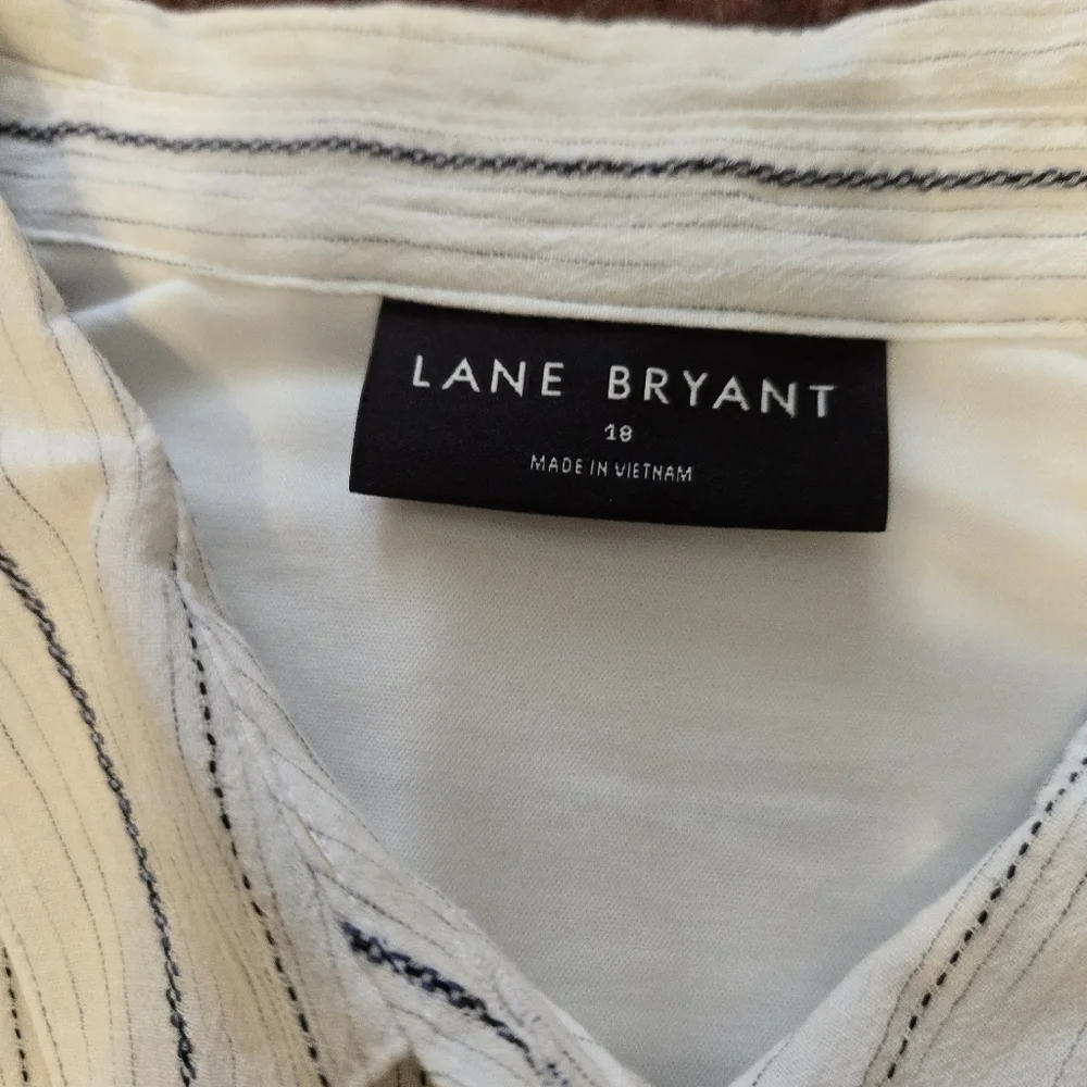 Lane Bryant Blouson Sleeved Striped Midi Shirt Dress In Size 18 - Picture 3 of 9